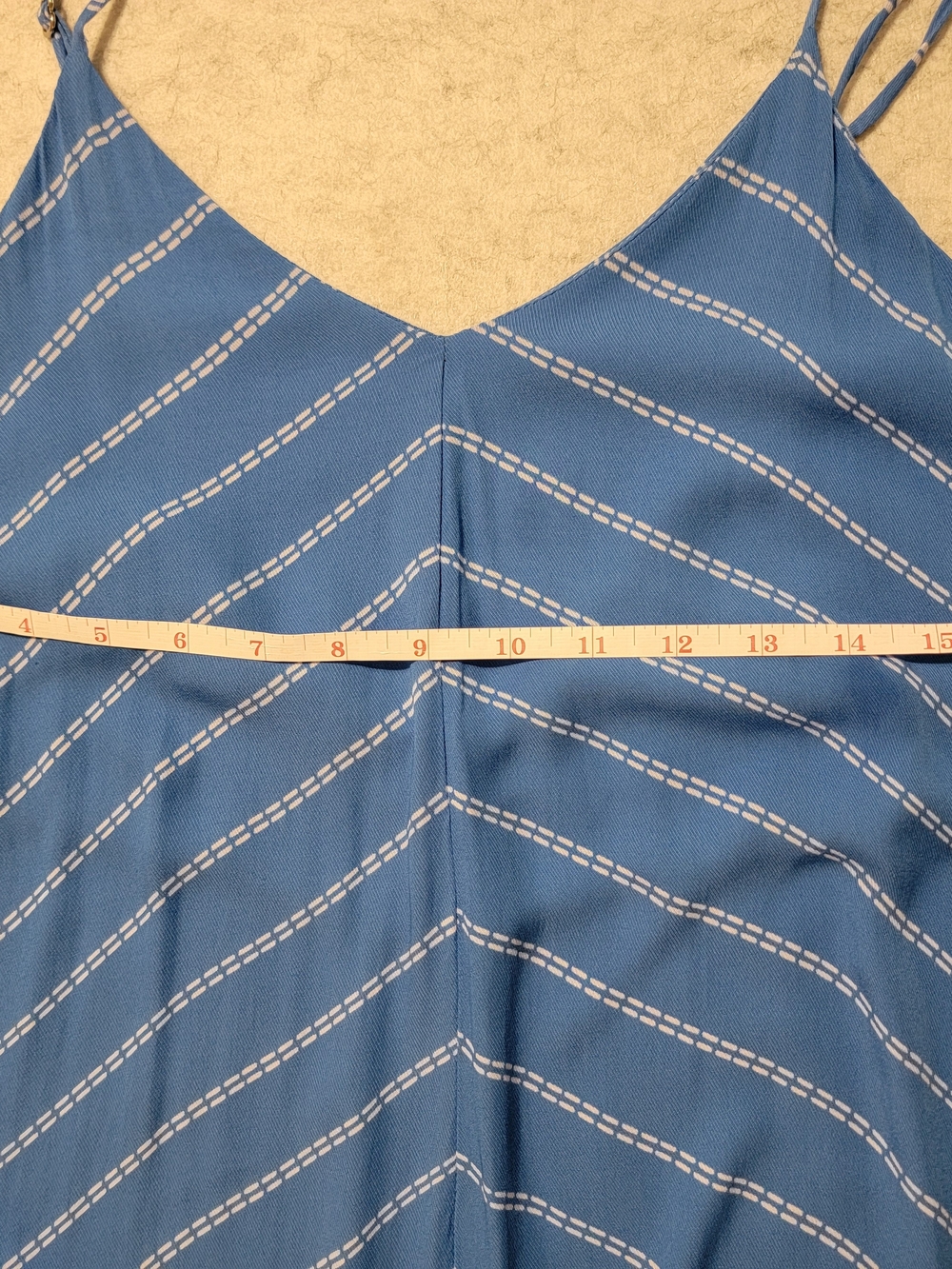 INDAH Blue White Striped 100% Bamboo V-Neck Maxi Dress Pockets XS - Picture 7 of 14